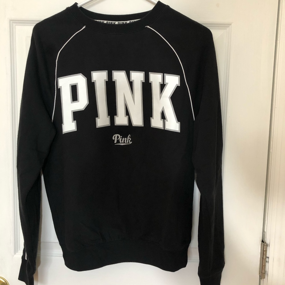 VS PINK black logo crew neck